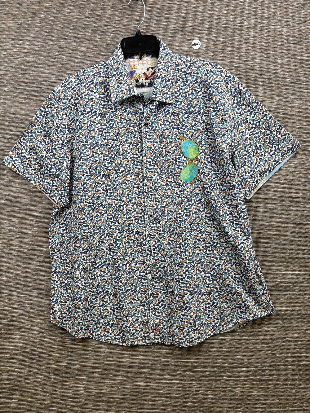 Robert Graham Button Up Shirt Mens 2XL Multicolor Sunglasses Print Short Sleeve